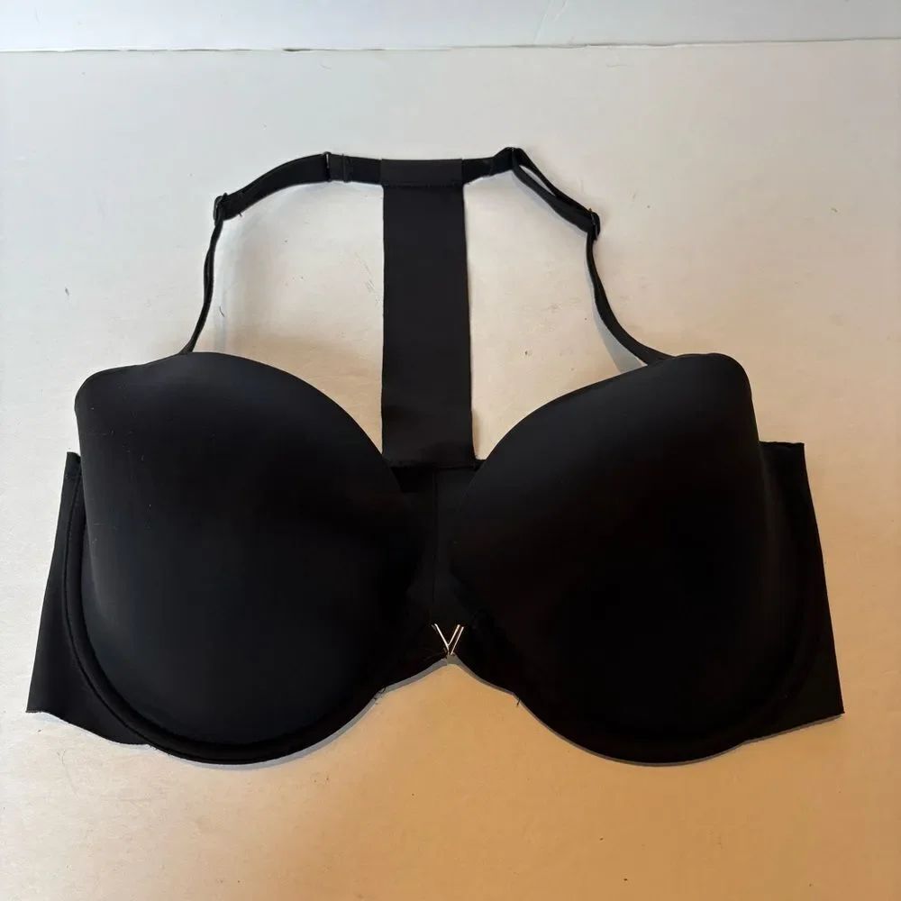 Victoria's Secret Black Racerback Bra Lined Demi Front-Close Size 36DD UW